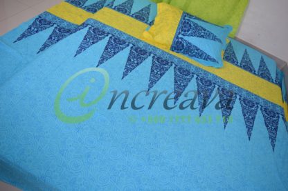 Sky blue Yellow Bed Cover